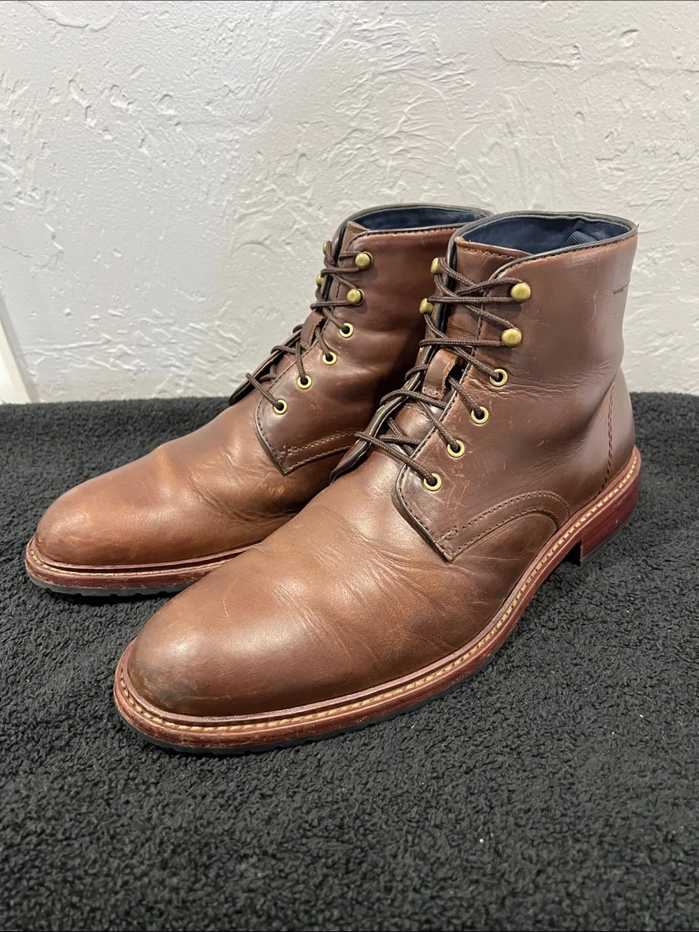 🔥🔥 JOHNSTON & MURPHY COLLECTION Knox Plain Toe Leather Lace‎ Up Boots Sz 10.5